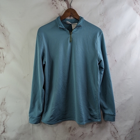 Vintage Nike Quarter Zip Womens Large Blue Pullover Fleece Long Sleeve Shirt - Picture 1 of 11